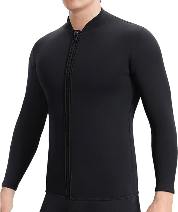 Women Wetsuit Top Swim Jacket Mens Youth Wet Suit Shirt 2mm Neoprene Thermal Swimsuit Front Zip Long Sleeve Cold Water Keep Warm Snorkeling Diving Surfing