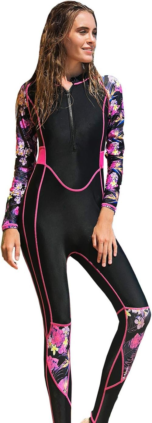 Women's Full Body Wetsuit Surfing Diving Suit Scuba Dive Skin Rash Guard One Piece Long Sleeve Zip Quick Dry Sunsuit