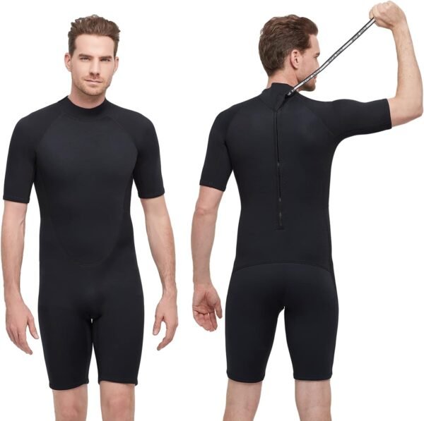 Mens Shorty Wetsuit,2mm Short Wetsuit for Men in Cold Water Shory Sleeve Wetsuit Kayaking Snorkeling Paddle Boarding