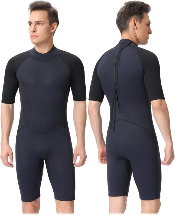 61Pzi-UuEiL._AC_SL1500-20240618-095427.jpg Shorty Wetsuit Men and Women,2mm Neoprene Short Sleeves Wet Suits Back Zip, 1.5mm Shorty Surf Suit Keep Warm in Cold Water for Snorkeling Kayaking Boarding