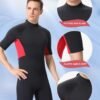 61UIBJSdpuL._AC_SL1500-20240618-095417.jpg Shorty Wetsuit Men and Women,2mm Neoprene Short Sleeves Wet Suits Back Zip, 1.5mm Shorty Surf Suit Keep Warm in Cold Water for Snorkeling Kayaking Boarding