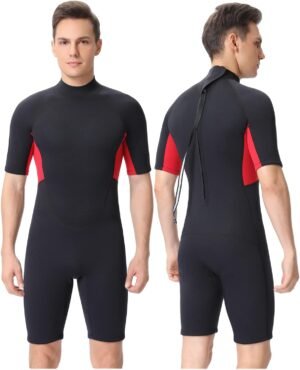 61Ujnsx_nVL._AC_SL1500-20240618-095414.jpg Shorty Wetsuit Men and Women,2mm Neoprene Short Sleeves Wet Suits Back Zip, 1.5mm Shorty Surf Suit Keep Warm in Cold Water for Snorkeling Kayaking Boarding