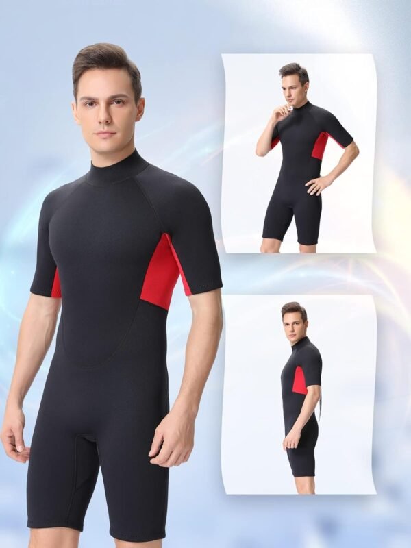 61XtqBfxFML._AC_SL1500-20240618-095420.jpg Shorty Wetsuit Men and Women,2mm Neoprene Short Sleeves Wet Suits Back Zip, 1.5mm Shorty Surf Suit Keep Warm in Cold Water for Snorkeling Kayaking Boarding