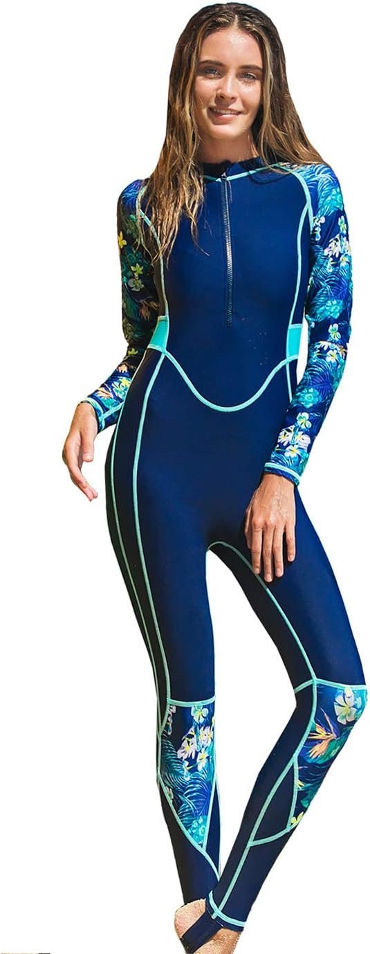 Women's Full Body Wetsuit Surfing Diving Suit Scuba Dive Skin Rash Guard One Piece Long Sleeve Zip Quick Dry Sunsuit