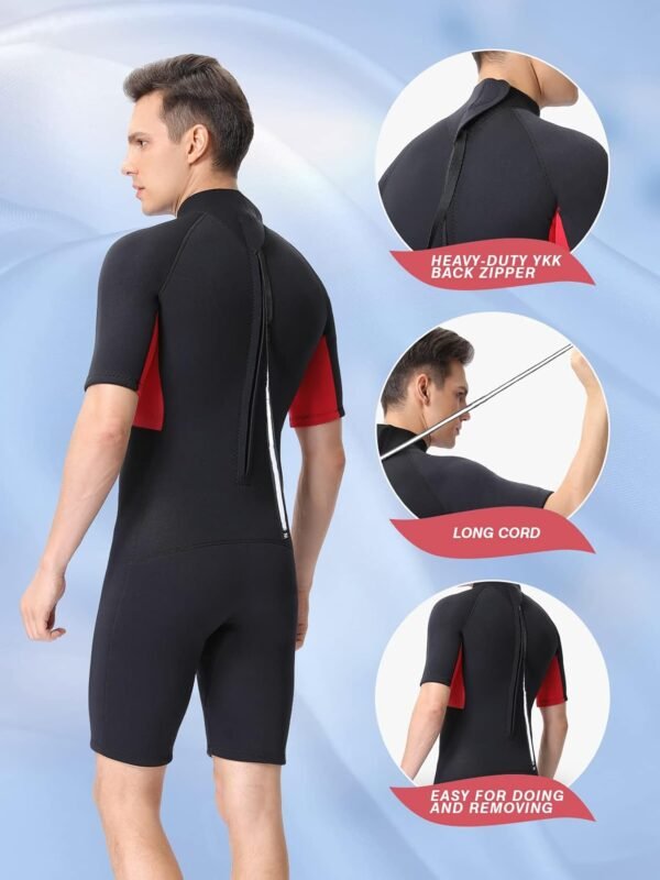 61g-PrUGpNL._AC_SL1500-20240618-095418.jpg Shorty Wetsuit Men and Women,2mm Neoprene Short Sleeves Wet Suits Back Zip, 1.5mm Shorty Surf Suit Keep Warm in Cold Water for Snorkeling Kayaking Boarding
