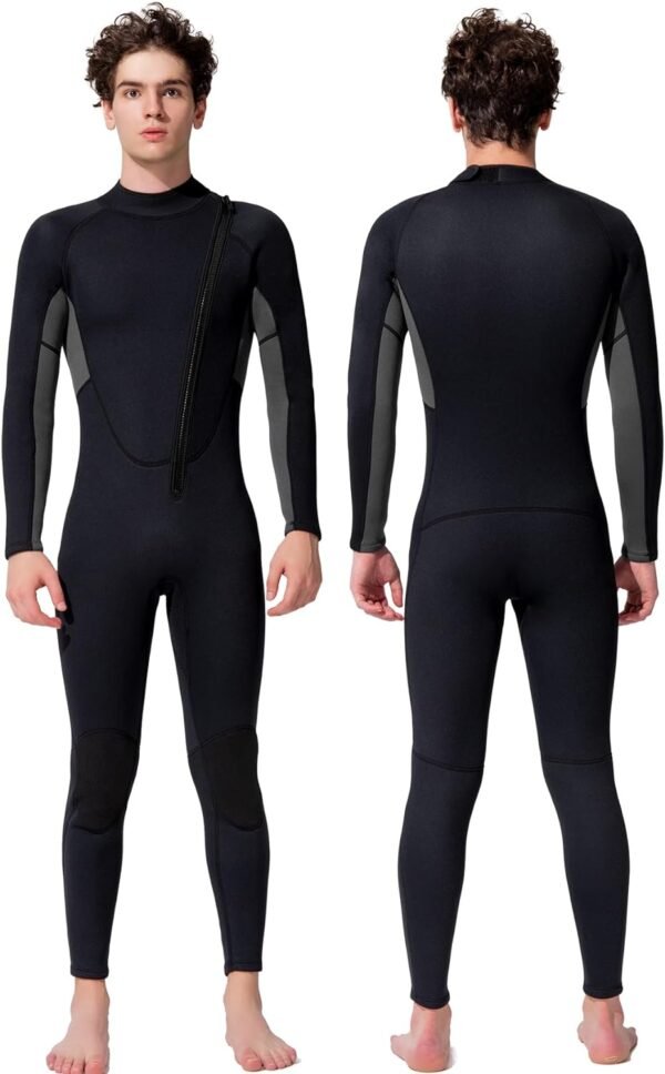 Men Wetsuit Neoprene Wet Suits Womens 3mm Full Body Long Sleeves Front Zipper Swimsuit for Scuba Diving Swimming Surfing Adult in Cold Water