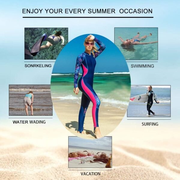 Women's Full Body Wetsuit Surfing Diving Suit Scuba Dive Skin Rash Guard One Piece Long Sleeve Zip Quick Dry Sunsuit