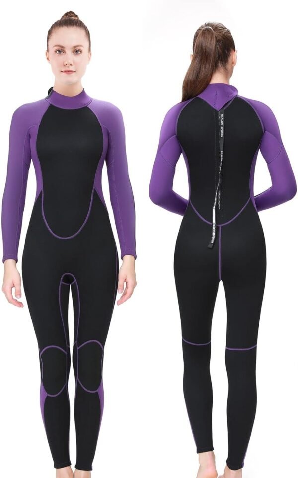 Men Wetsuit Neoprene Wet Suits Womens 3mm Full Body Long Sleeves Front Zipper Swimsuit for Scuba Diving Swimming Surfing Adult in Cold Water