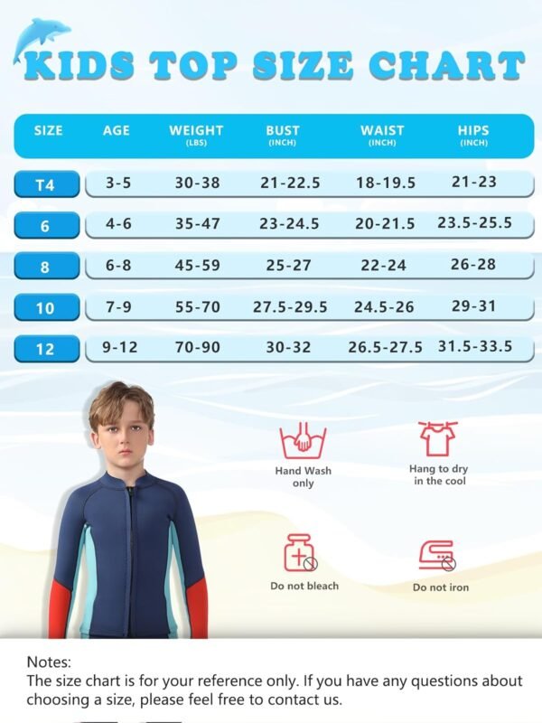 Kids Wetsuit Top Boys Wetsuit Jacket 2mm Keep Warm in Cold Water Wet Suit Top Toddler T4 3T Scuba Diving Snorkeling Swimming Paddle Boarding Kayaking