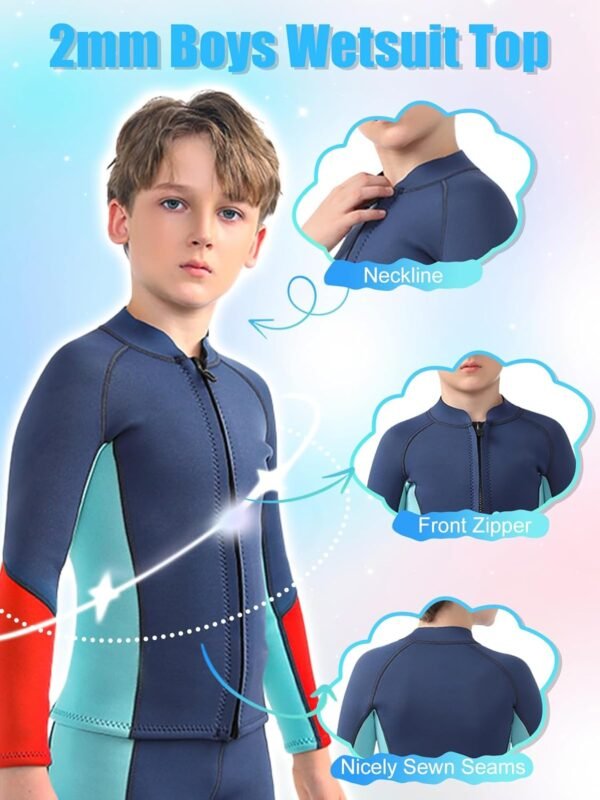 Kids Wetsuit Top Boys Wetsuit Jacket 2mm Keep Warm in Cold Water Wet Suit Top Toddler T4 3T Scuba Diving Snorkeling Swimming Paddle Boarding Kayaking