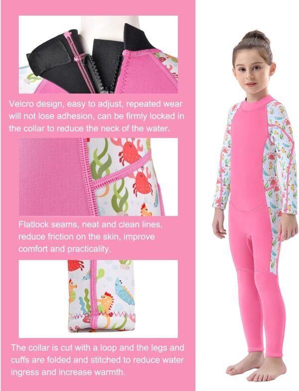 Kids Wetsuit for Toddler Girls Boys and Youth,3mm Neoprene Swimsuits Children Wet Suits 2mm Shorty/Full Long Sleeve Back Zip in Cold Water Warmth for Swimming Diving Jet Skiing Surfing