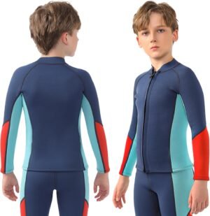 717eq6dLLfL._AC_SL1500-20240618-094938.jpg Kids Wetsuit Top Boys Wetsuit Jacket 2mm Keep Warm in Cold Water Wet Suit Top Toddler T4 3T Scuba Diving Snorkeling Swimming Paddle Boarding Kayaking