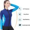 Women Wetsuit Top Swim Jacket Mens Youth Wet Suit Shirt 2mm Neoprene Thermal Swimsuit Front Zip Long Sleeve Cold Water Keep Warm Snorkeling Diving Surfing