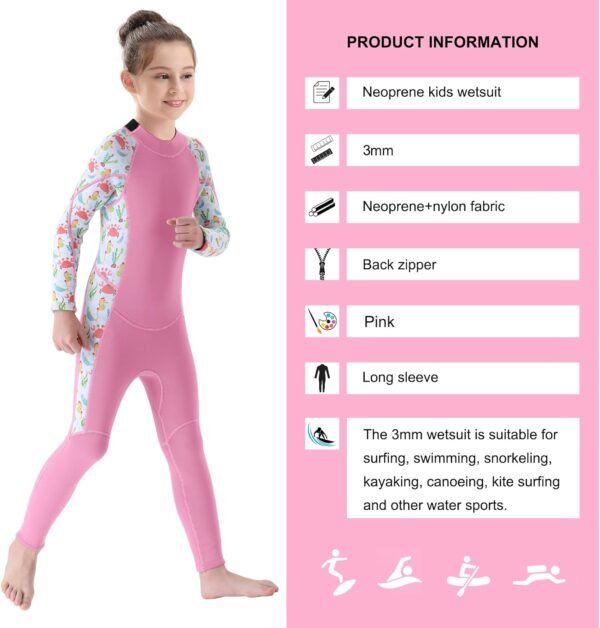 Kids Wetsuit for Toddler Girls Boys and Youth,3mm Neoprene Swimsuits Children Wet Suits 2mm Shorty/Full Long Sleeve Back Zip in Cold Water Warmth for Swimming Diving Jet Skiing Surfing