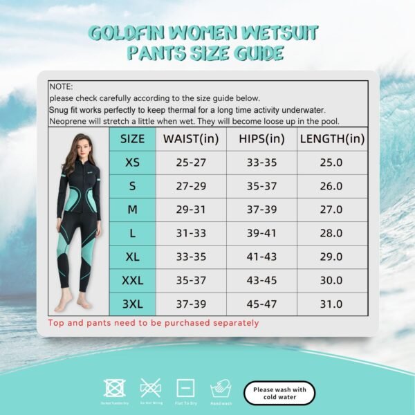 Wetsuit Pants Women, 2mm Wetsuits Neoprene Pull-on Pants for Water Sports Diving Surfing Swimming Kayaking