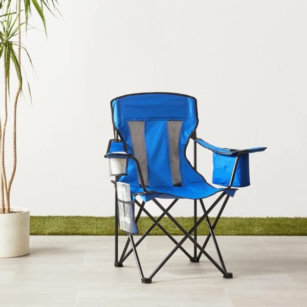 Camping Chair Large, Mesh Back, Portable Folding Chair with Cup Holder, Heavy Duty for Outdoor Events