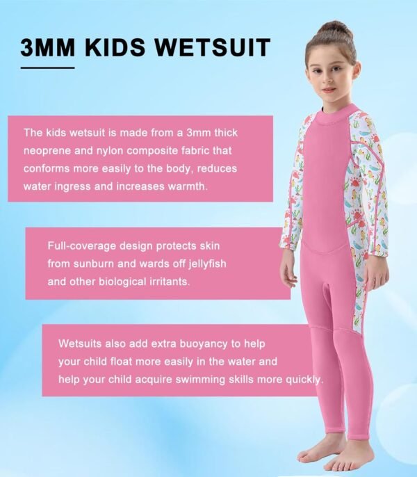Kids Wetsuit for Toddler Girls Boys and Youth,3mm Neoprene Swimsuits Children Wet Suits 2mm Shorty/Full Long Sleeve Back Zip in Cold Water Warmth for Swimming Diving Jet Skiing Surfing