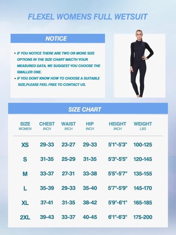 3mm Full Body Wetsuit for Women Men 3/2mm, 5/4mm Neoprene Wet Suits for Cold Water, Scuba Diving Suit Long Sleeve for Surfing Swimming Snorkeling