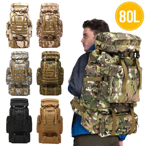 80L Tactical Backpack 600D Oxford Cloth Waterproof Trekking Fishing Hunting Bag Molle Backpack Outdoor Sport Military Rucksacks