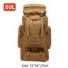 80L Tactical Backpack 600D Oxford Cloth Waterproof Trekking Fishing Hunting Bag Molle Backpack Outdoor Sport Military Rucksacks