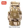 80L Tactical Backpack 600D Oxford Cloth Waterproof Trekking Fishing Hunting Bag Molle Backpack Outdoor Sport Military Rucksacks