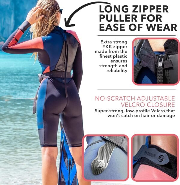 Women's Limestone Neoprene Wetsuit Shorty Wet Suits for Women in Cold Water Long-Sleeve Half Leg Water Suits Springsuit for Scuba Diving Surfing Kayaking Canoeing Snorkeling Swimming - 2.0mm