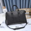 Men Fashion Leather Personality Woven Portable Briefcase Business Large Capacity Travel Black Zipper Laptop Bag for A4 Magazine