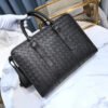 Men Fashion Leather Personality Woven Portable Briefcase Business Large Capacity Travel Black Zipper Laptop Bag for A4 Magazine