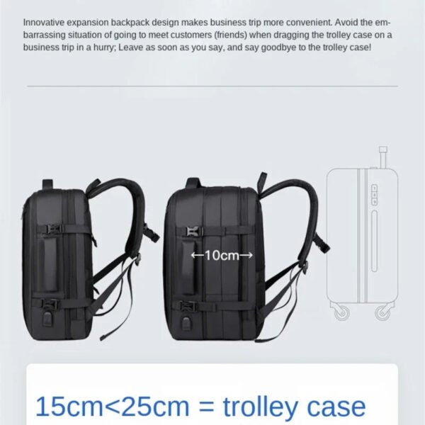 Men Large Capacity Multifunctional Extensible USB Rechargeable Hand-held Bag Men Waterproof Business Travel Computer Backpack