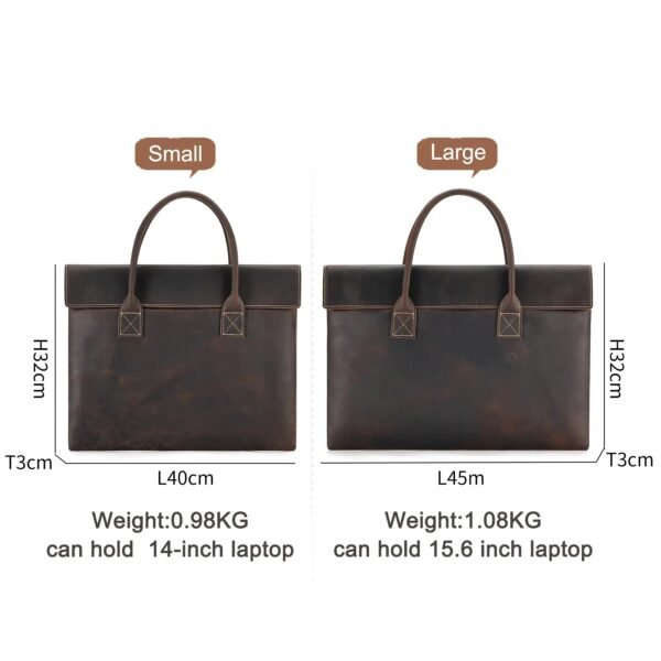 New crazy horse leather handheld briefcase men lightweight handbag vintage business casual computer bag male models