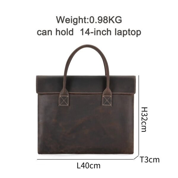 New crazy horse leather handheld briefcase men lightweight handbag vintage business casual computer bag male models