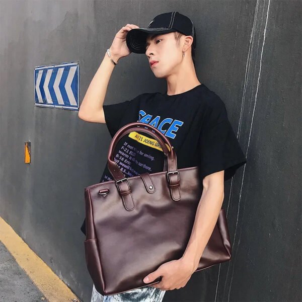 Retro Handbag Briefcase Men Large Capacity Top-Handle Bags With Strap Fashion Men's Crossbody Bag Shoulder Messenger Bag Handbag