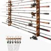 Fishing Rod Rack Wall/Ceiling Mounted Organizer for 12/18/20 Rods, Space-Saving Storage for Garage