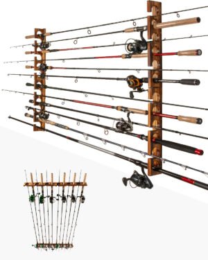 e887f760a0c6eb2d717058e7e2377298.jpg Fishing Rod Rack Wall/Ceiling Mounted Organizer for 12/18/20 Rods, Space-Saving Storage for Garage